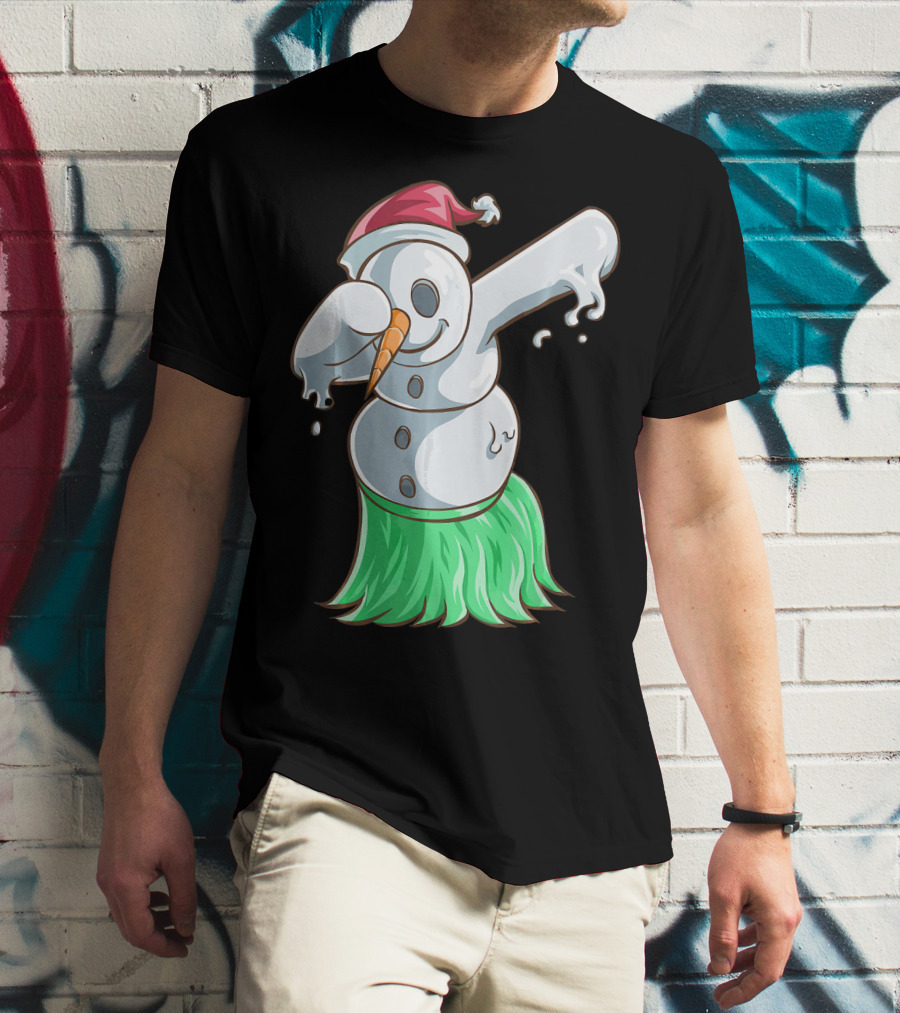 Christmas In July Dabbing Snowman Tropical Hula Dance T-Shirt