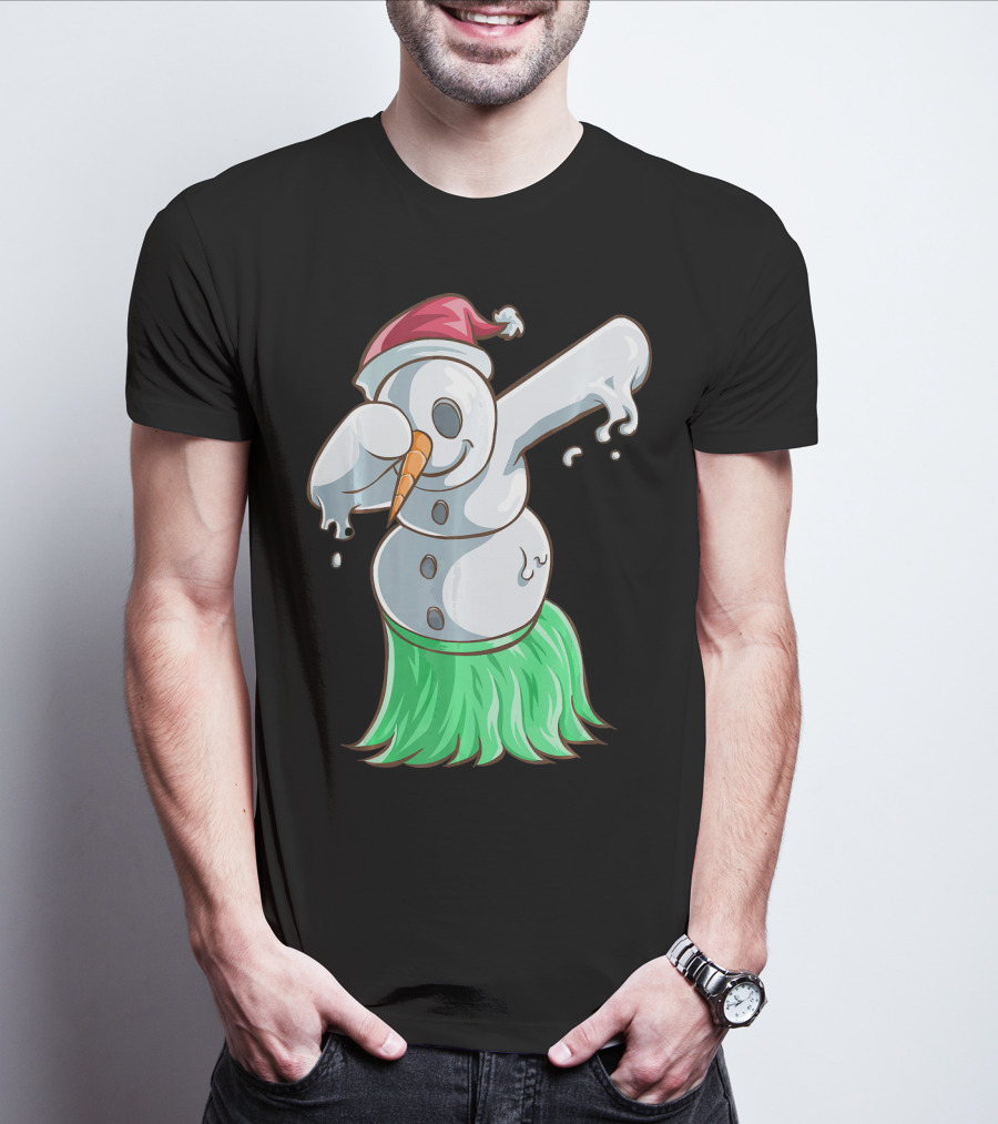 Christmas In July Dabbing Snowman Tropical Hula Dance T-Shirt