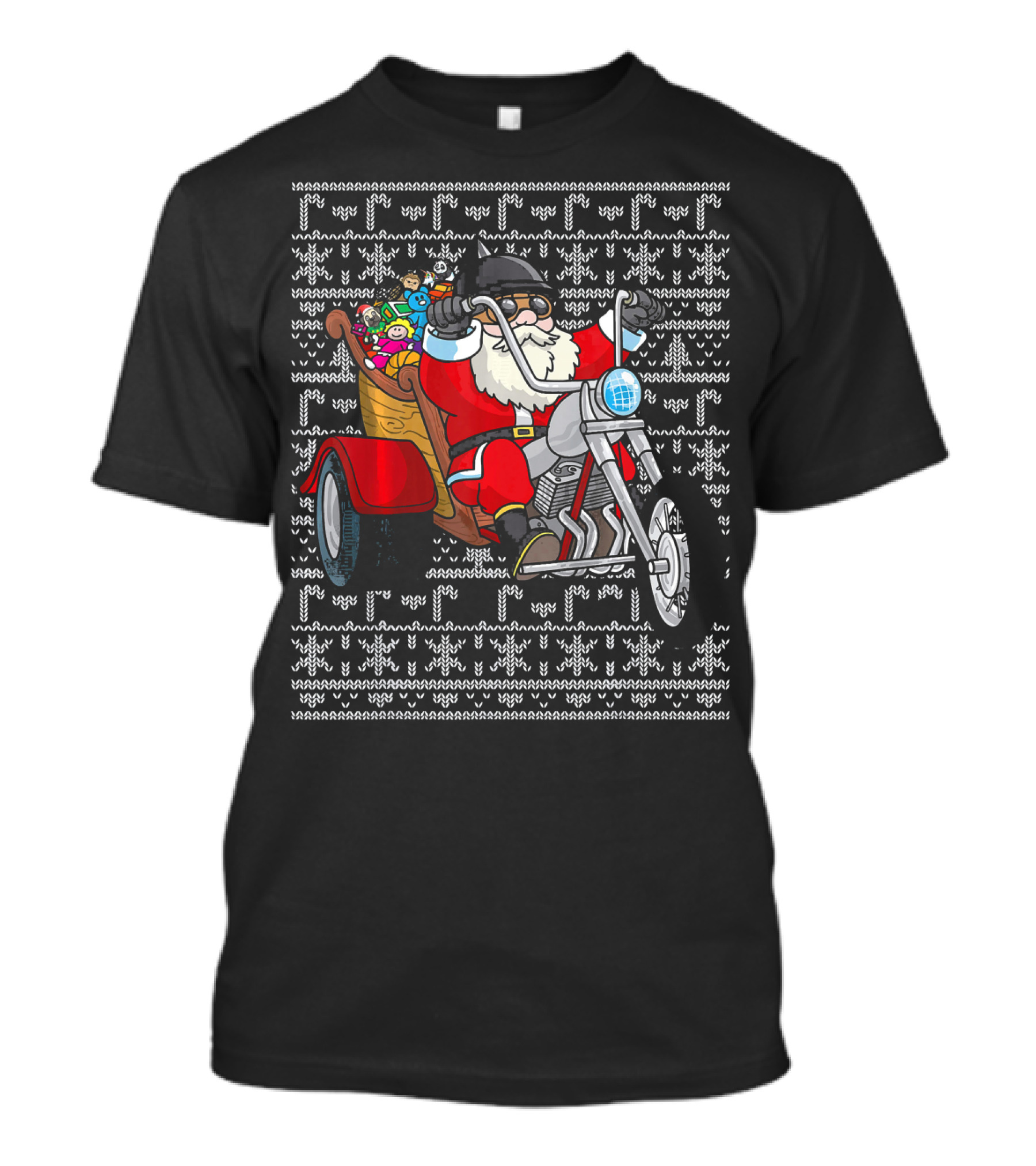 Santa Claus Riding Motorcycle Trike With Christmas Toys T-Shirt