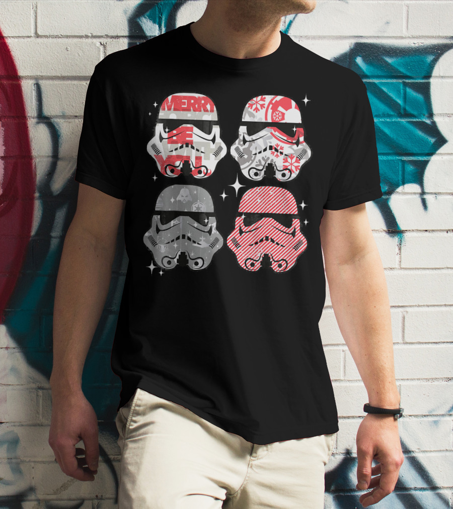 Star Wars Merry Troopers Christmas Snowflakes And Stripes T-Shirt