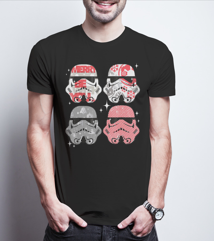 Star Wars Merry Troopers Christmas Snowflakes And Stripes T-Shirt