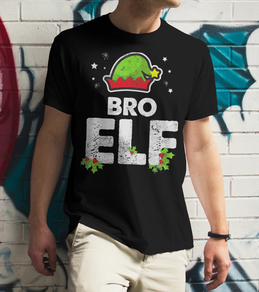 Bro Elf Christmas Family Brother Matching Holiday T-Shirt