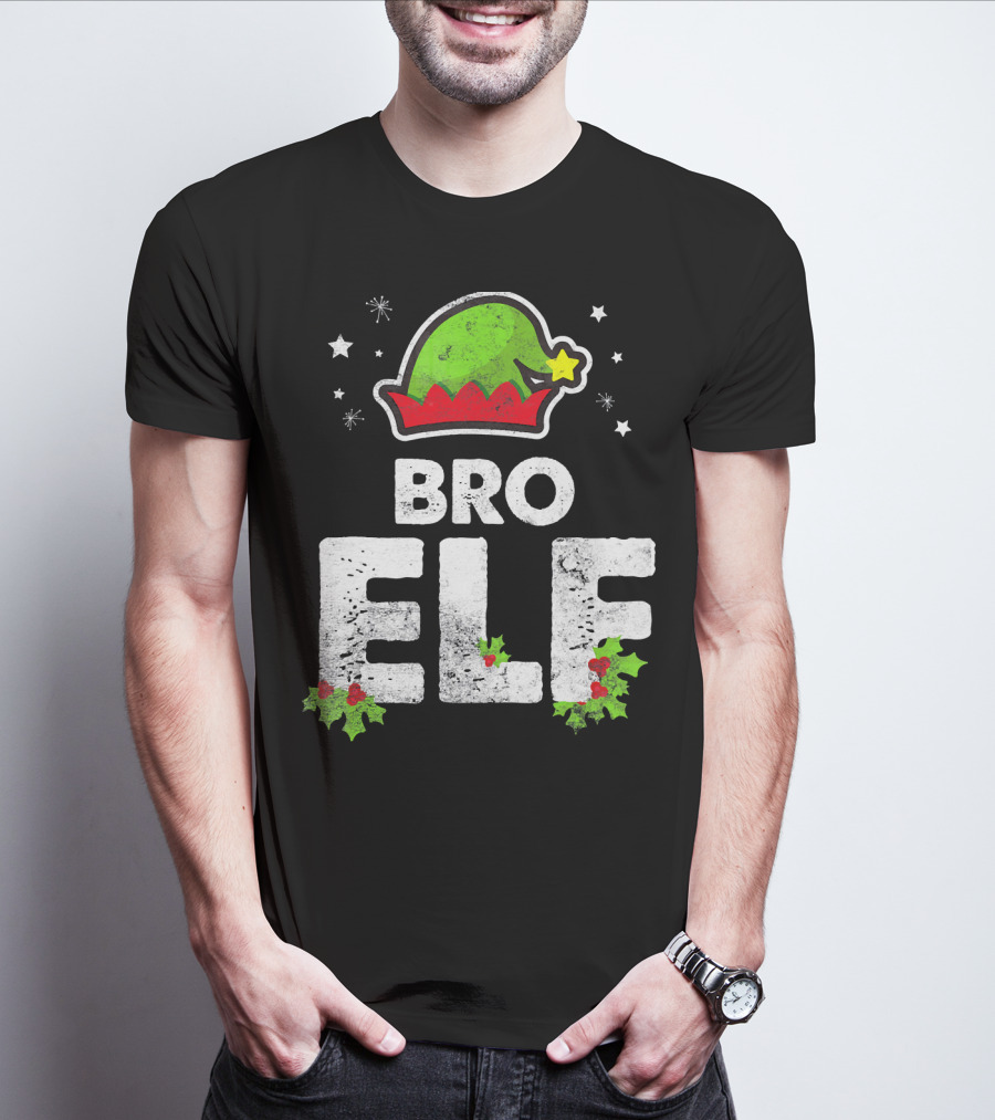 Bro Elf Christmas Family Brother Matching Holiday T-Shirt