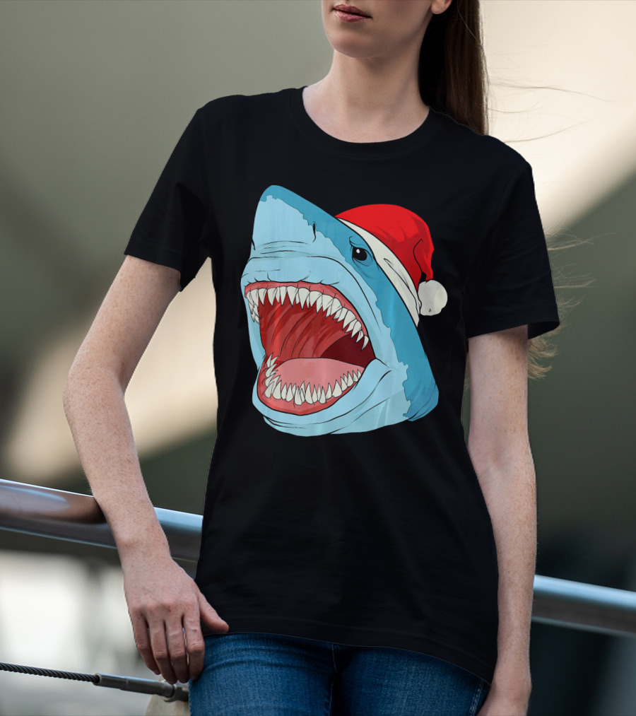 Santa Jaws Cool Christmas Shark Holiday Humor T-Shirt