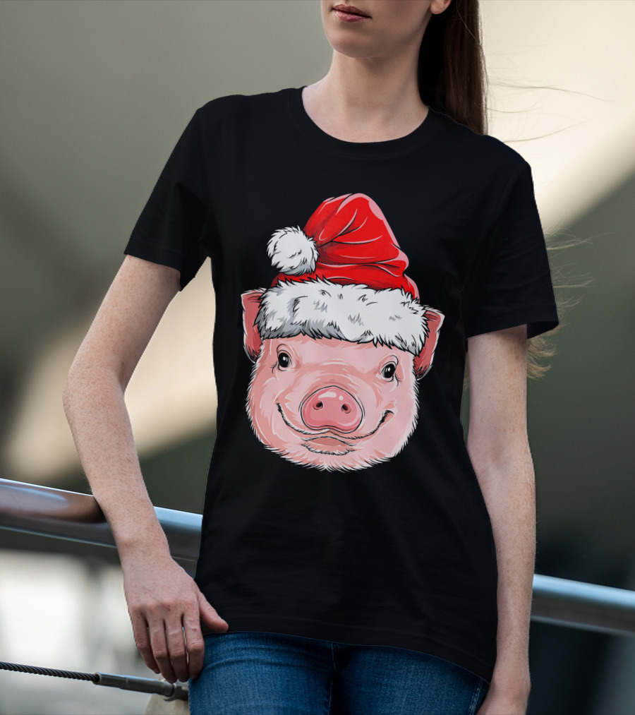 Pig Santa Christmas Santa Hat T-Shirt