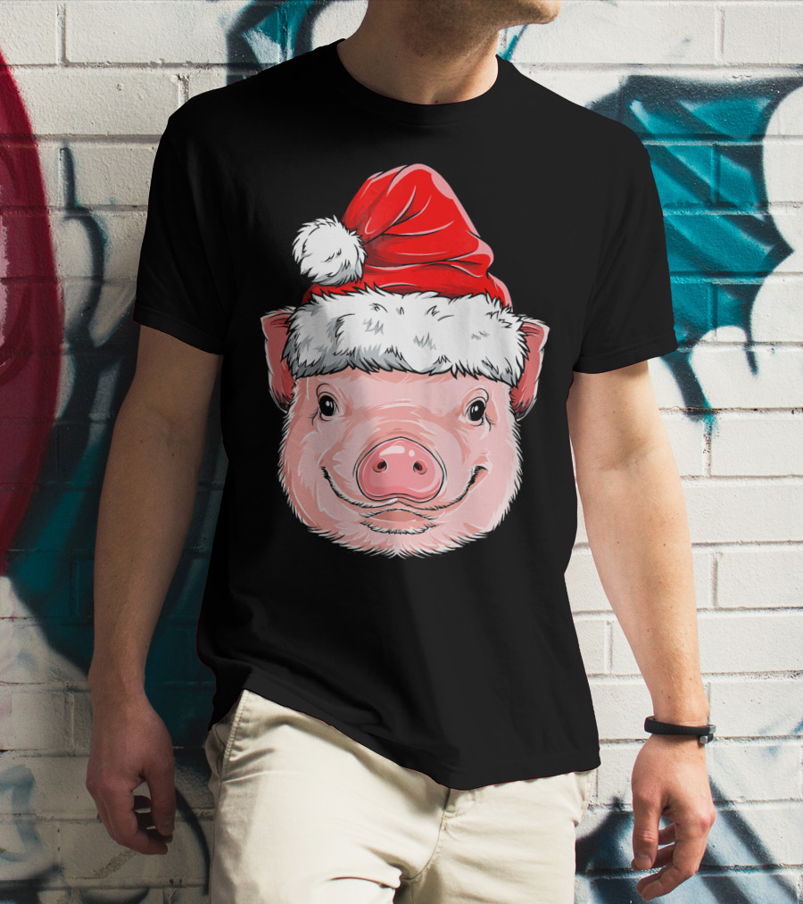 Pig Santa Christmas Santa Hat T-Shirt