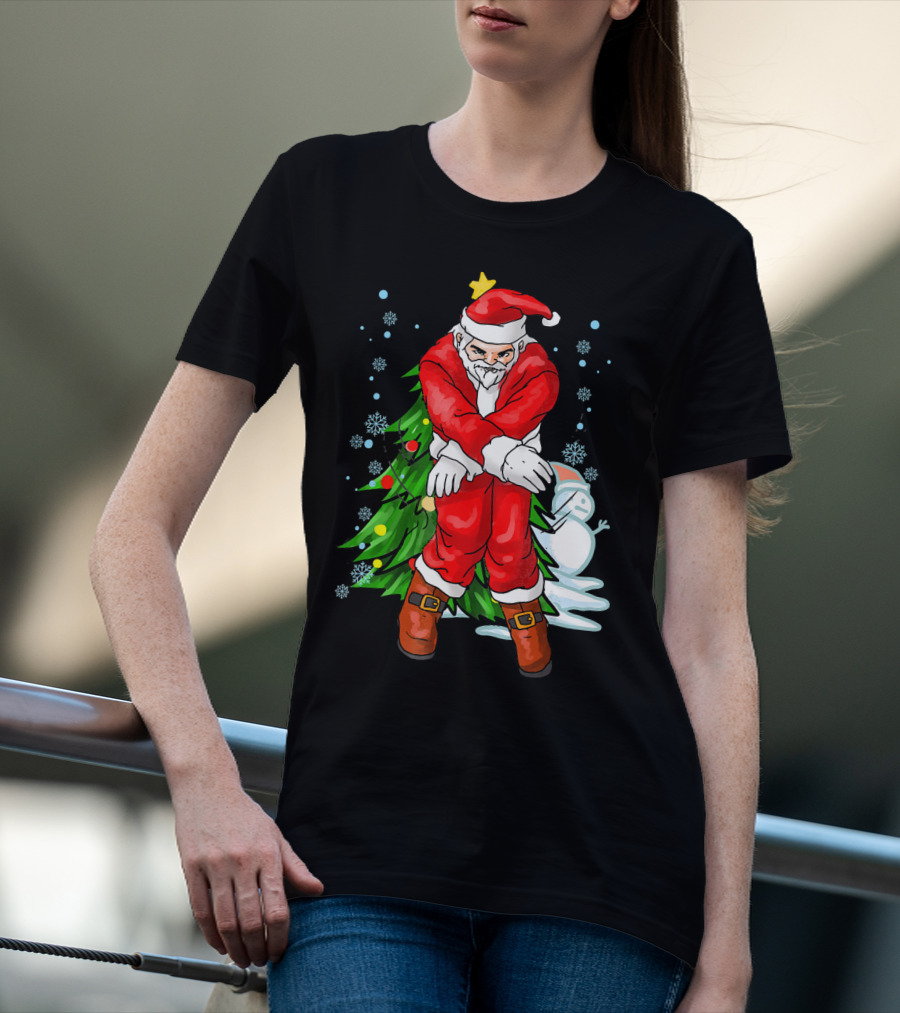 Santa Claus Funny Dance Holiday Christmas Tree Snowman T-Shirt
