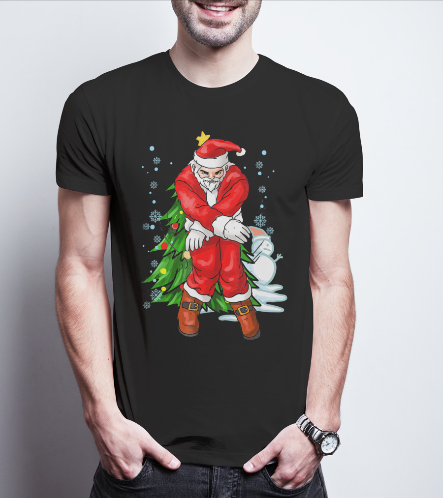 Santa Claus Funny Dance Holiday Christmas Tree Snowman T-Shirt