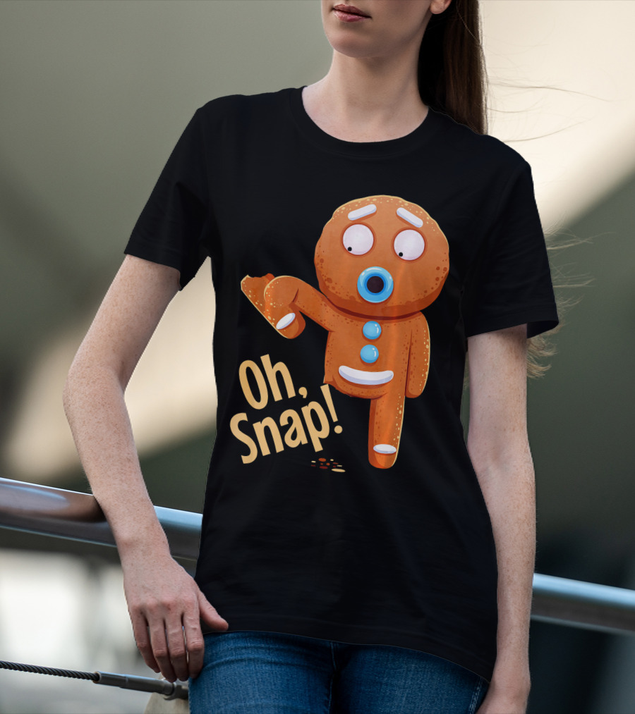 Oh Snap Gingerbread Cookie Cartoon With Missing Leg And Shocked Expression T-Shirt