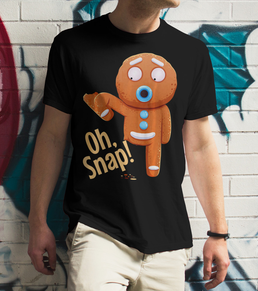 Oh Snap Gingerbread Cookie Cartoon With Missing Leg And Shocked Expression T-Shirt