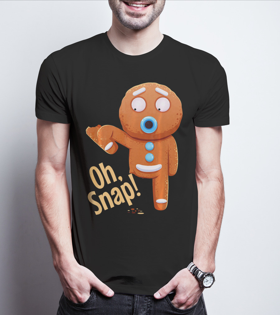 Oh Snap Gingerbread Cookie Cartoon With Missing Leg And Shocked Expression T-Shirt