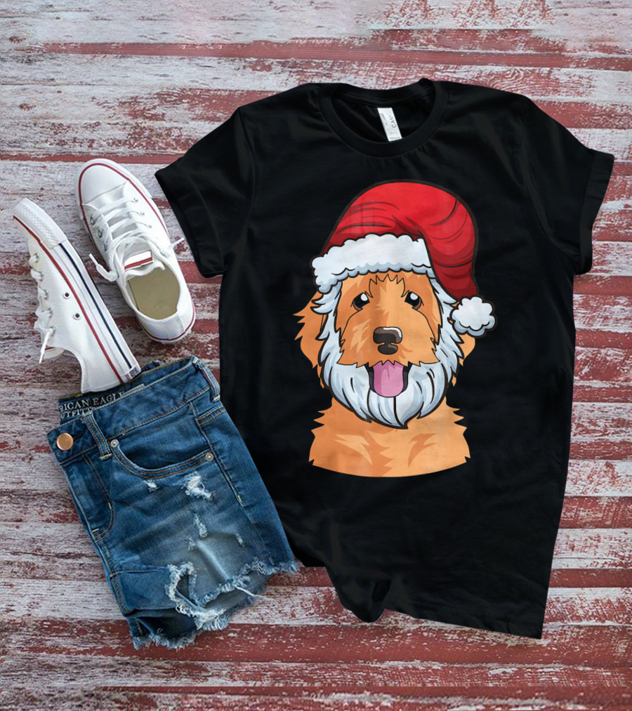 Golden Doodle Funny Santa Claus Dog Holiday Humor T-Shirt