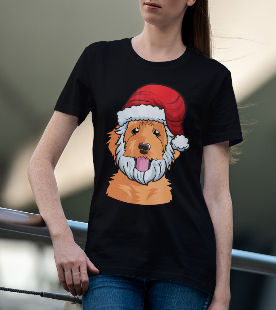 Golden Doodle Funny Santa Claus Dog Holiday Humor T-Shirt