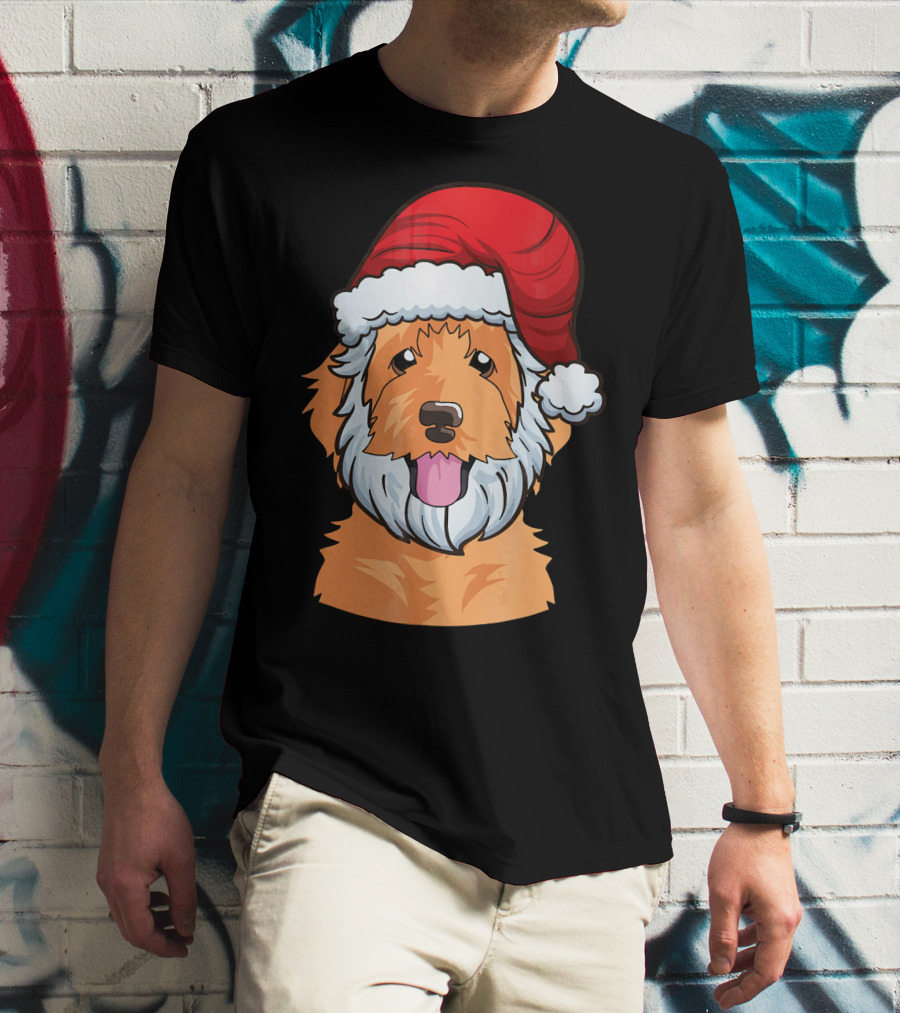 Golden Doodle Funny Santa Claus Dog Holiday Humor T-Shirt