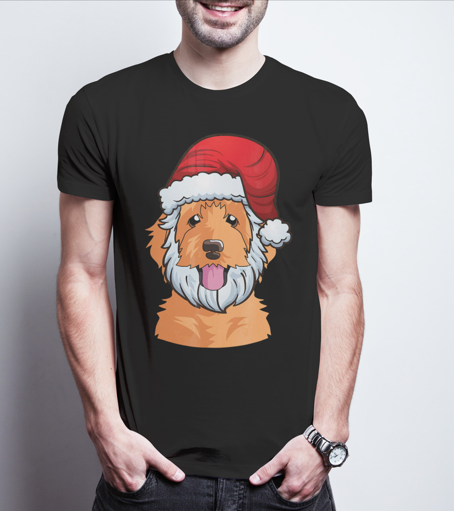 Golden Doodle Funny Santa Claus Dog Holiday Humor T-Shirt