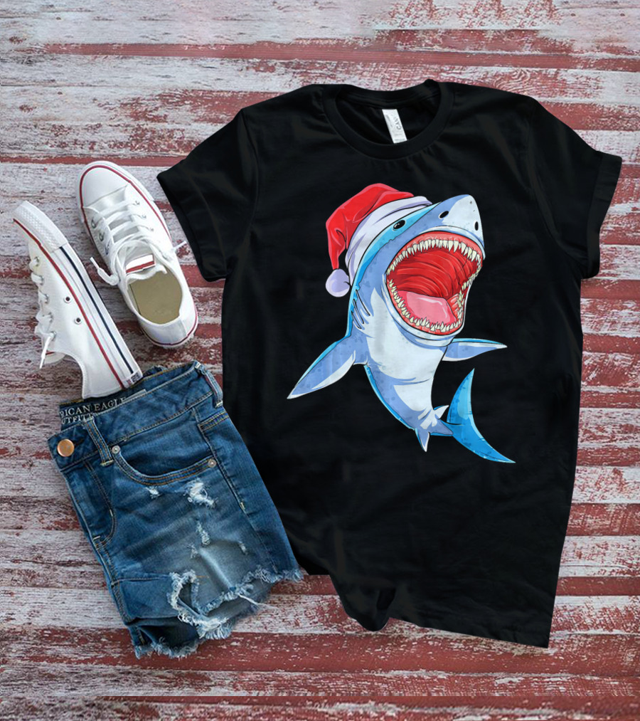 Christmas Kids Santa Shark T-Shirt
