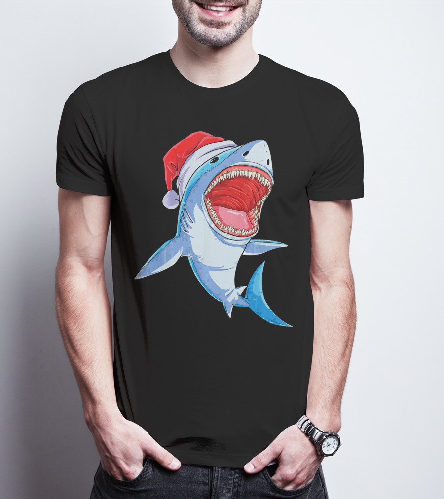 Christmas Kids Santa Shark T-Shirt