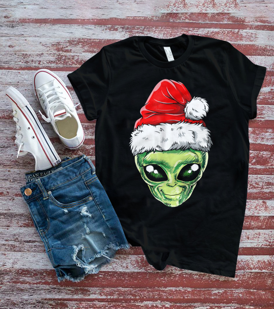 Alien Santa Christmas Hat T-Shirt