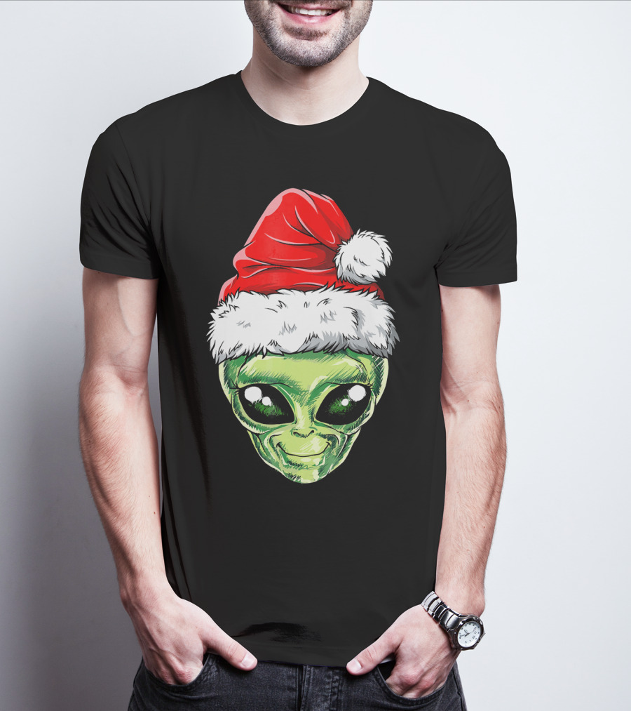 Alien Santa Christmas Hat T-Shirt