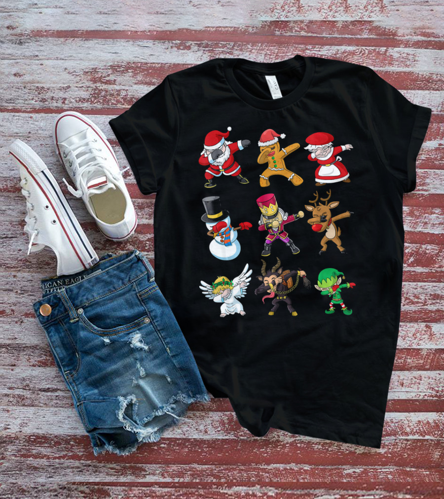 Christmas Dabbing Squad Santa Gingerbread Mrs. Claus Snowman Nutcracker Reindeer Angel Krampus Elf T-Shirt