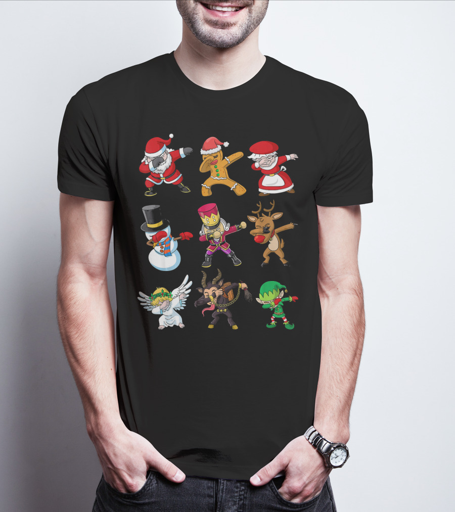 Christmas Dabbing Squad Santa Gingerbread Mrs. Claus Snowman Nutcracker Reindeer Angel Krampus Elf T-Shirt
