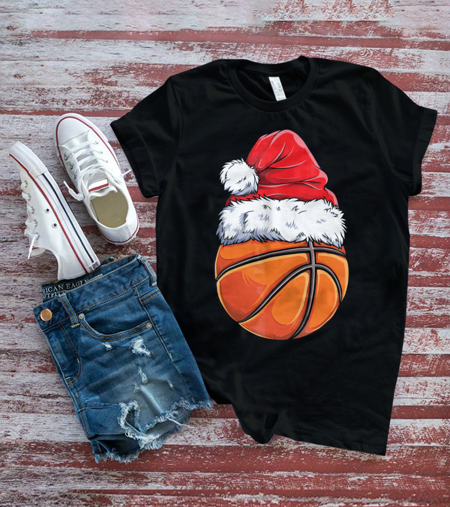 Basketball Santa Hat T-Shirt
