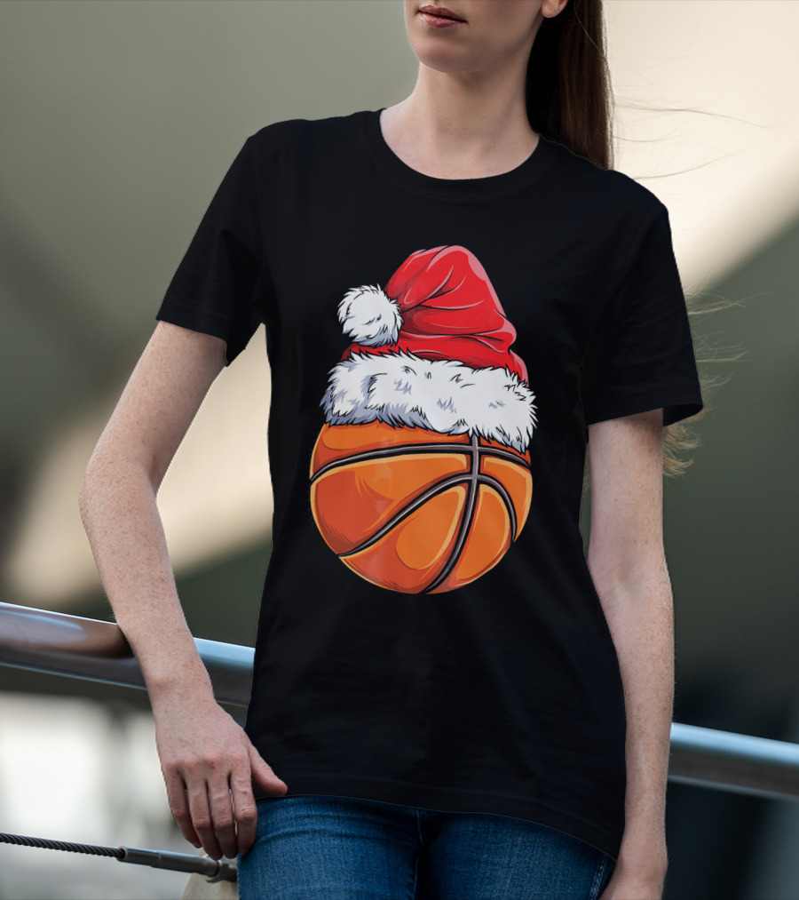 Basketball Santa Hat T-Shirt