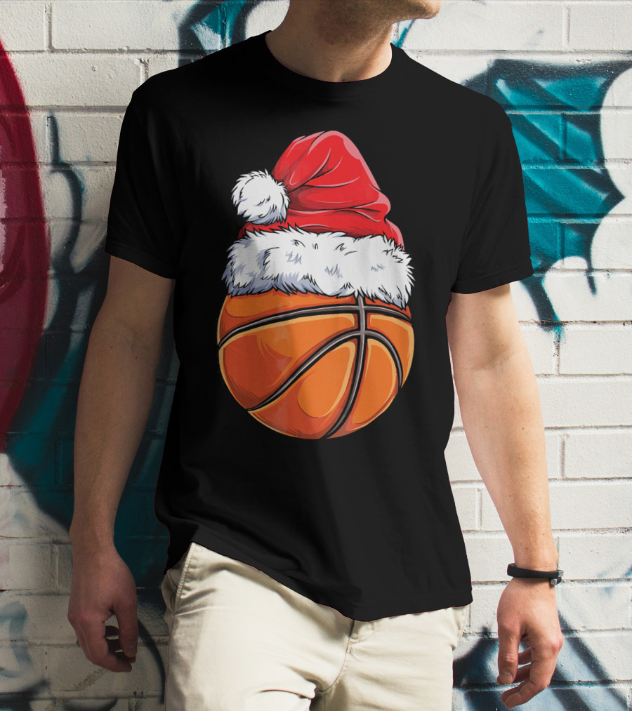Basketball Santa Hat T-Shirt