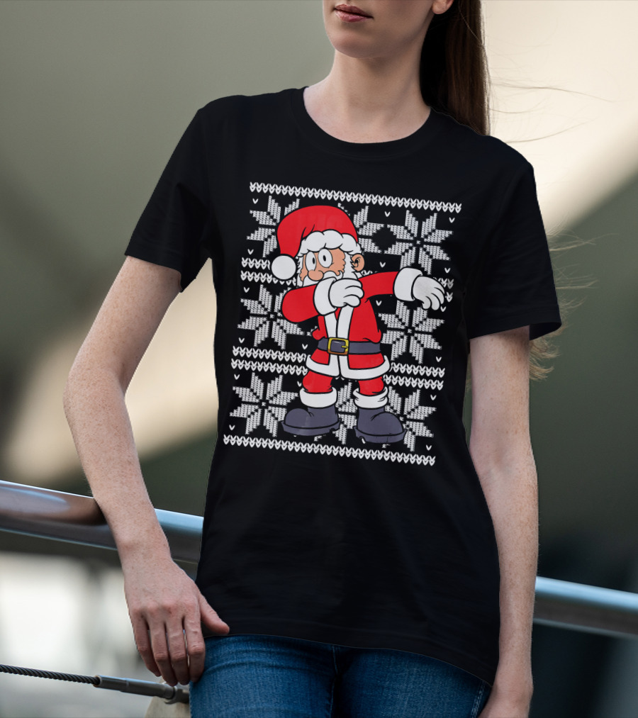 UGLY CHRISTMAS Dabbing Santa Dab Snowflake T-Shirt