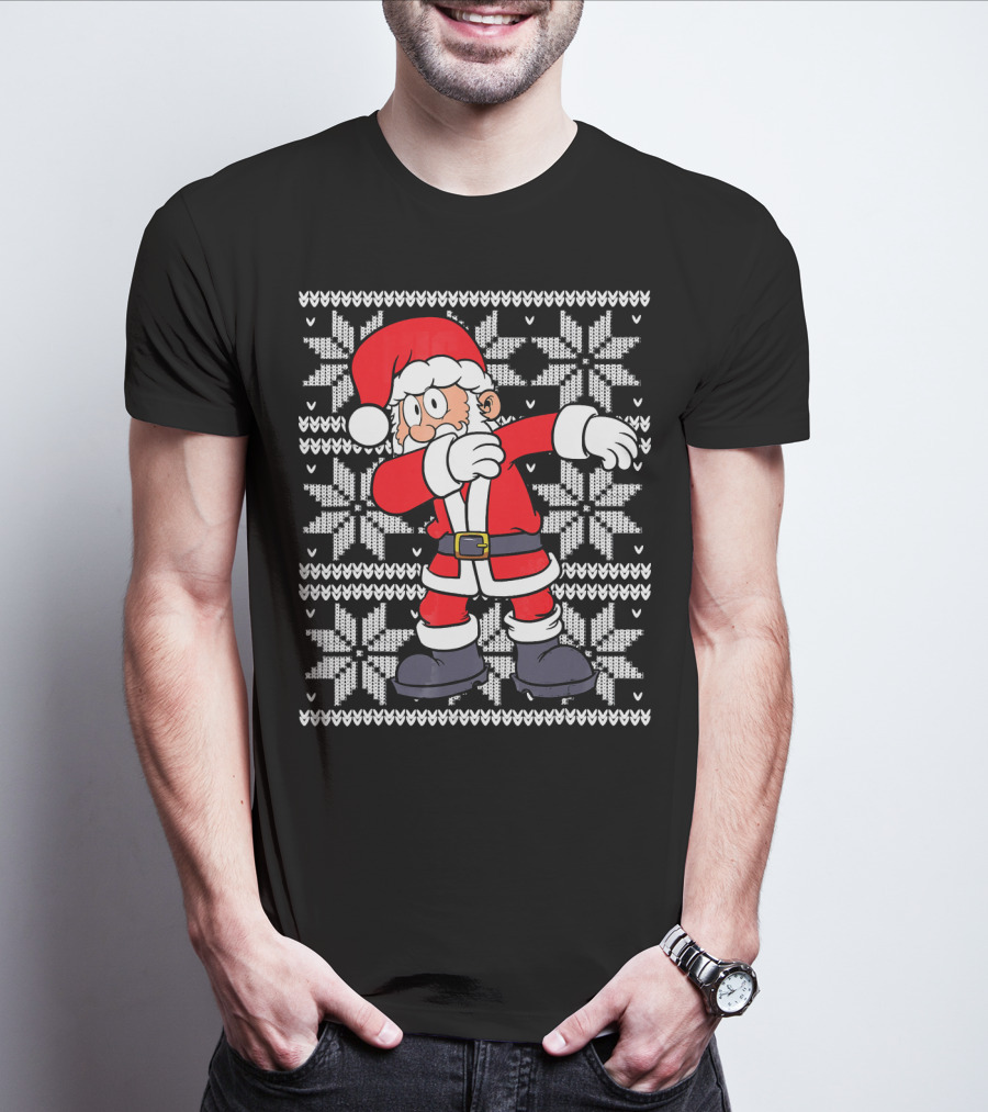 UGLY CHRISTMAS Dabbing Santa Dab Snowflake T-Shirt