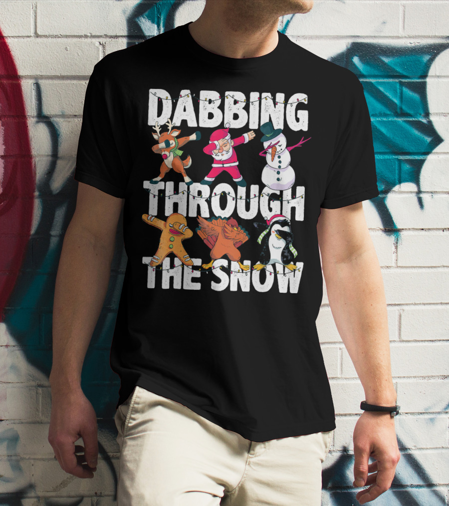 Dabbing Through The Snow Christmas Santa Friends Dabbing T-Shirt