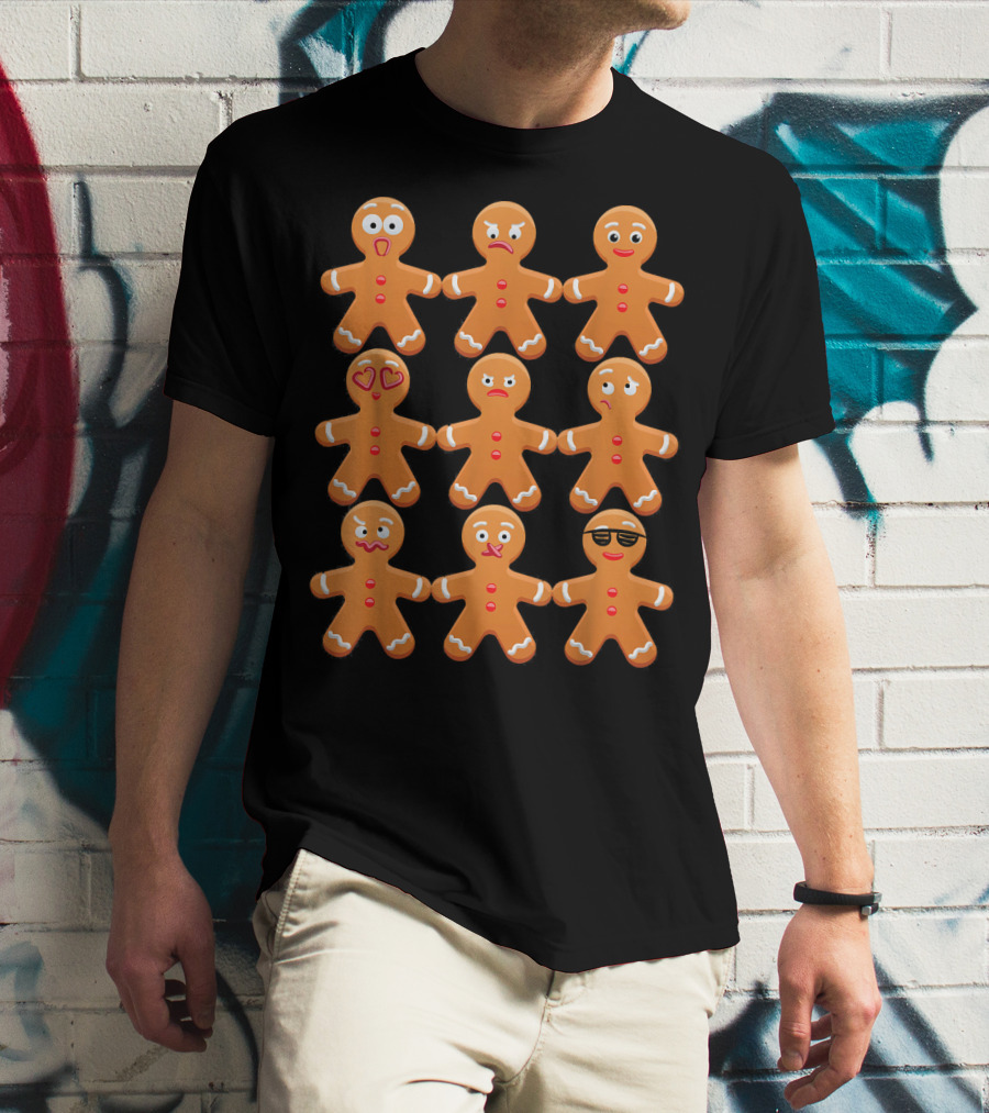 Cool Gingerbread Emojis Emoticon Faces Collection T-Shirt