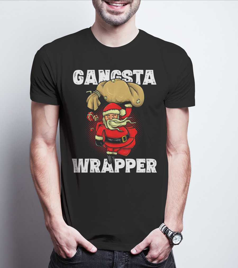 Gangsta Wrapper Santa With Sack And Gifts T-Shirt