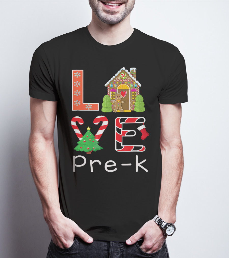 Love Pre-k Gingerbread Christmas Holiday Elements T-Shirt