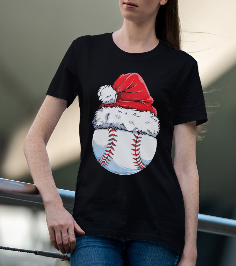 Baseball Santa Christmas Hat T-Shirt