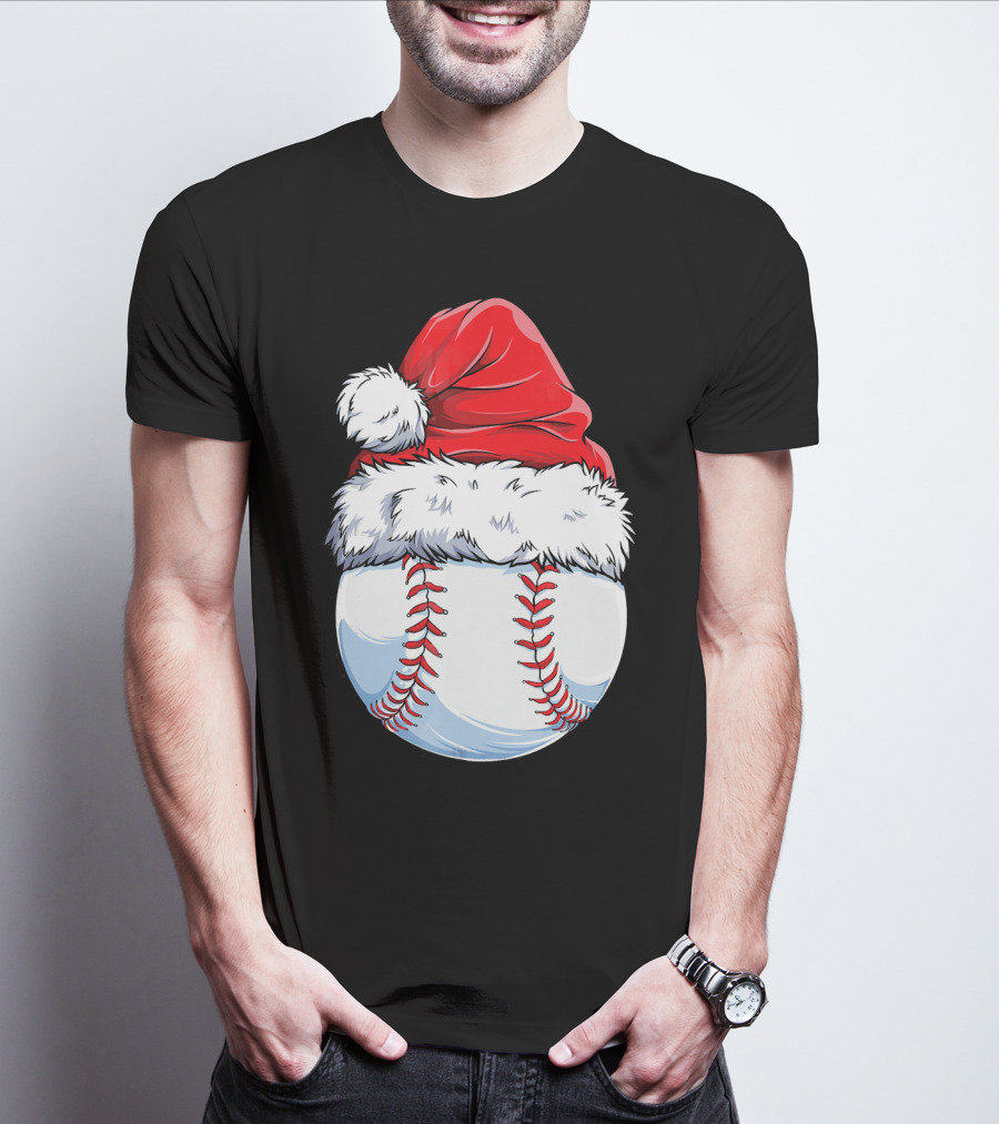 Baseball Santa Christmas Hat T-Shirt