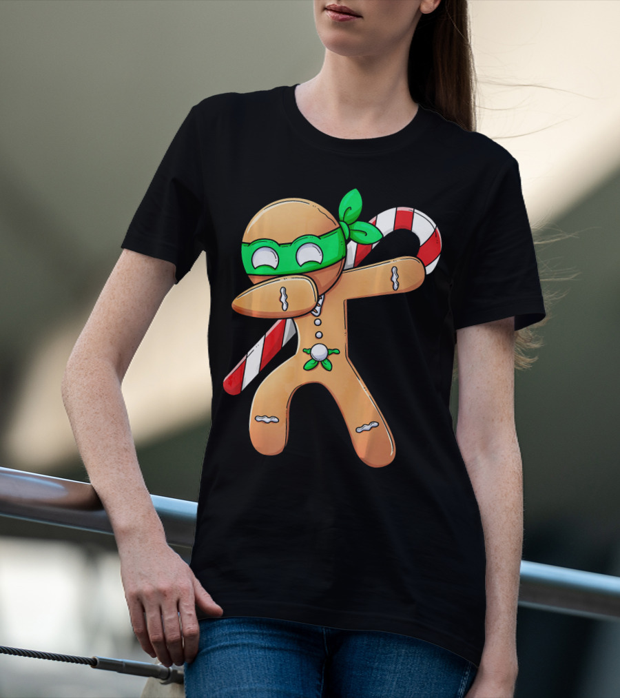 Christmas Boys Dabbing Gingerbread Ninja Candy Cane T-Shirt