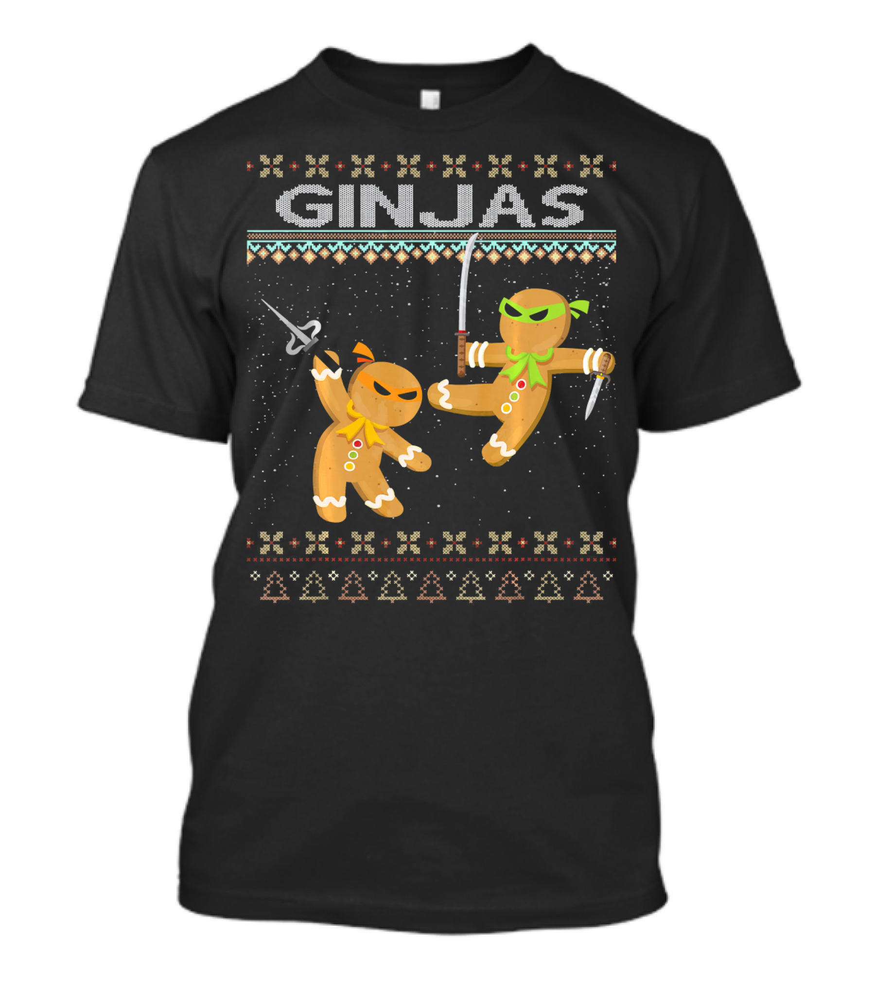 Ginjas Gingerbread Ninjas Funny Ugly Christmas T-Shirt