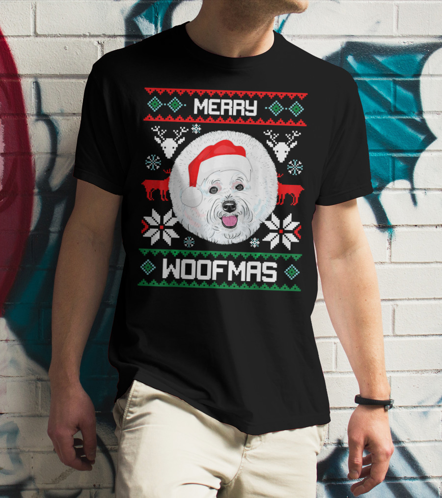 Merry Woofmas Bichon Frise Holiday T-Shirt