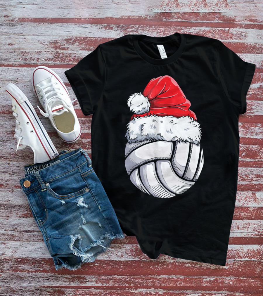 Volleyball Santa Hat Christmas Ball T-Shirt