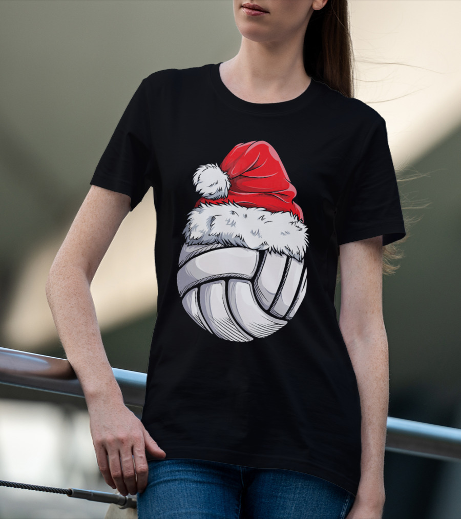 Volleyball Santa Hat Christmas Ball T-Shirt