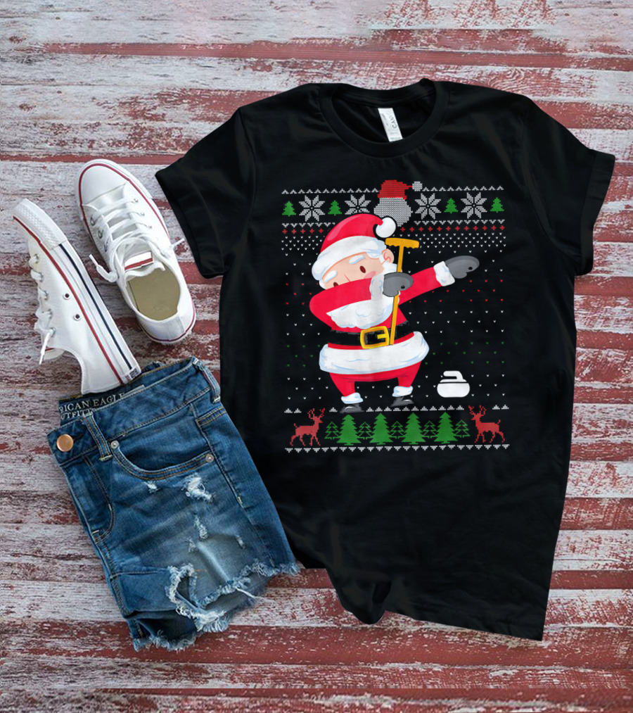 Dabbing Santa Ugly Christmas Sweater Curling T-Shirt