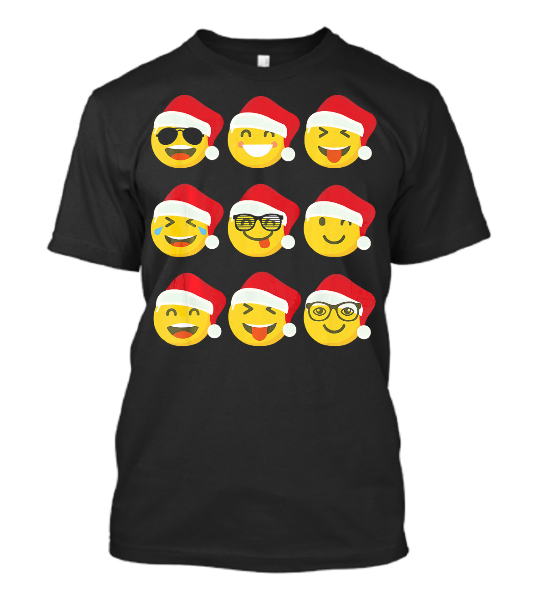 Christmas Funny Santa Emojis Faces T-Shirt