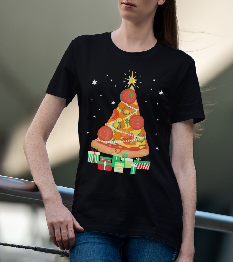 Pizza Christmas Tree Slice Festive Gifts T-Shirt