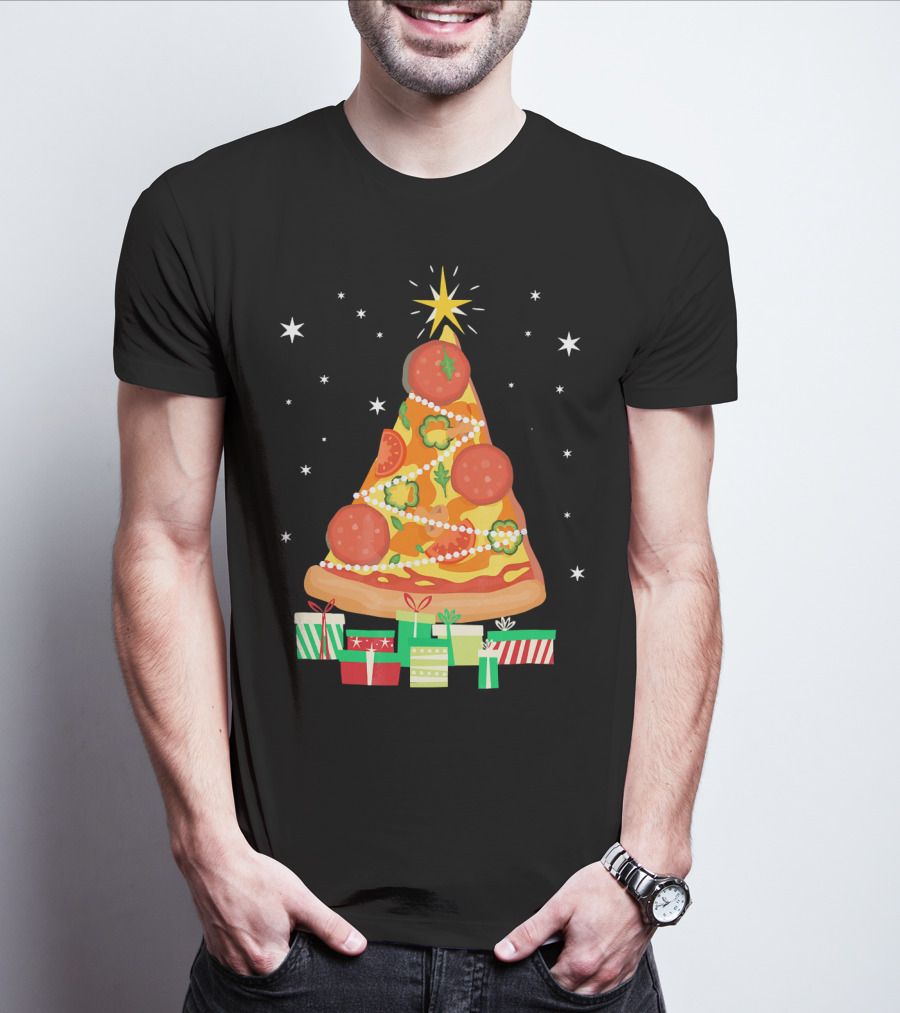Pizza Christmas Tree Slice Festive Gifts T-Shirt