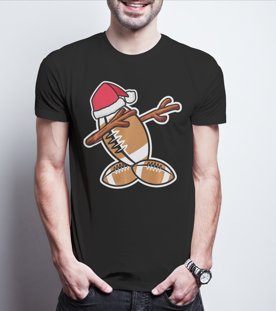 Dabbing Christmas Football Snowman T-Shirt
