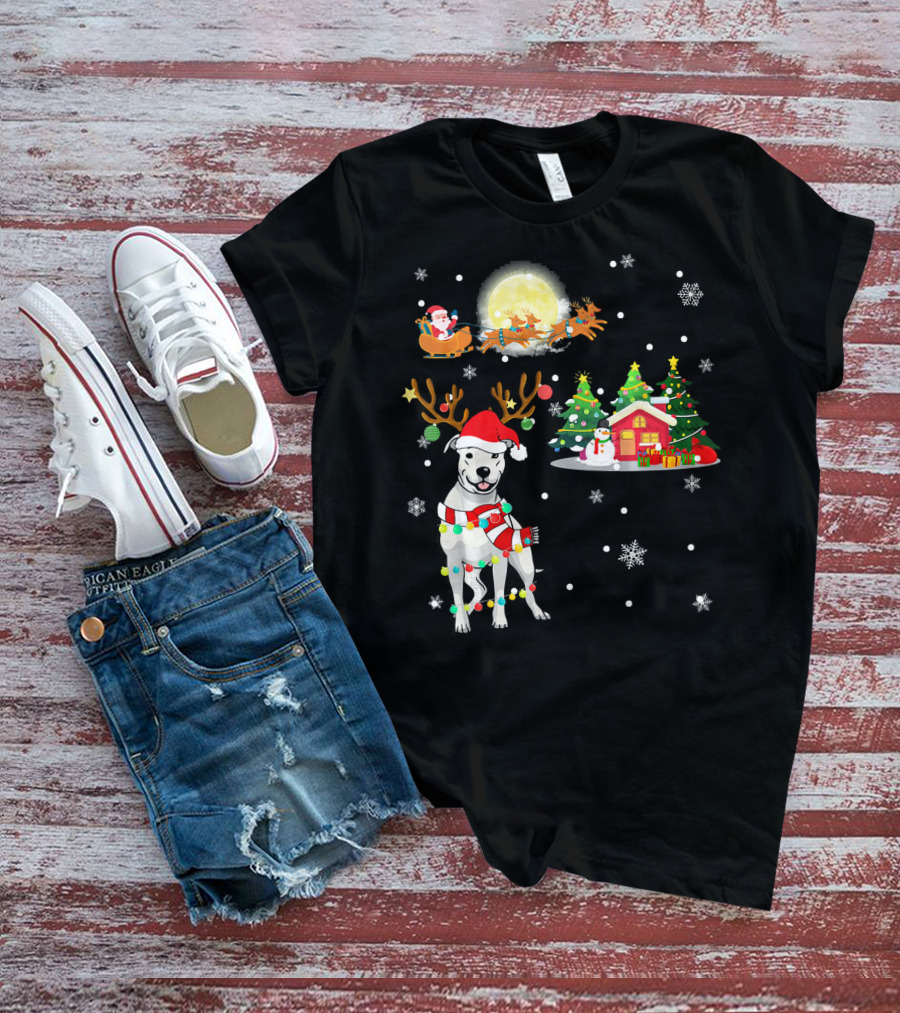 Santa's Sleigh And Festive Dogo Argentino Christmas Wonderland T-Shirt