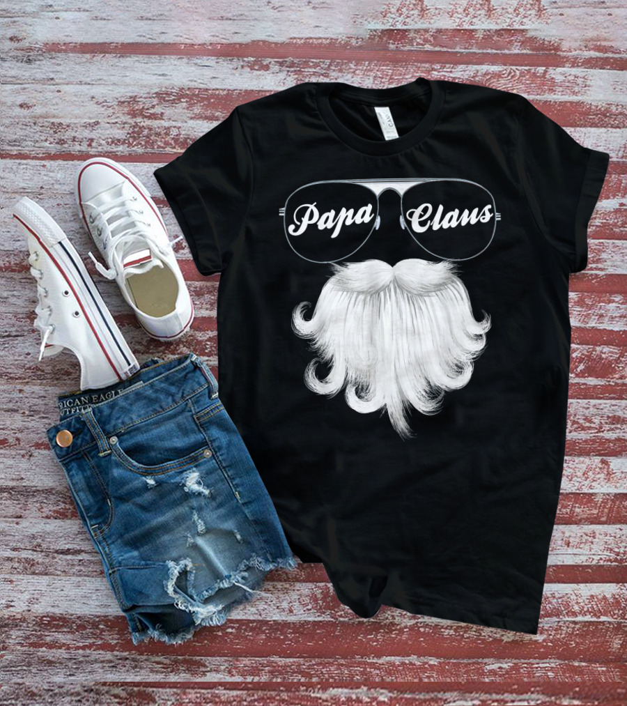 Papa Claus Funny Grandpa Dad Granda Sunglasses Beard T-Shirt