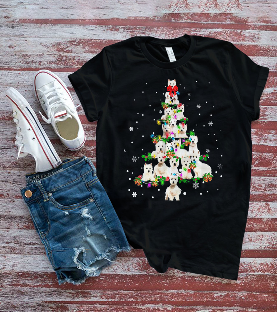 Cute West Highland White Terrier Dogs Christmas Tree T-Shirt