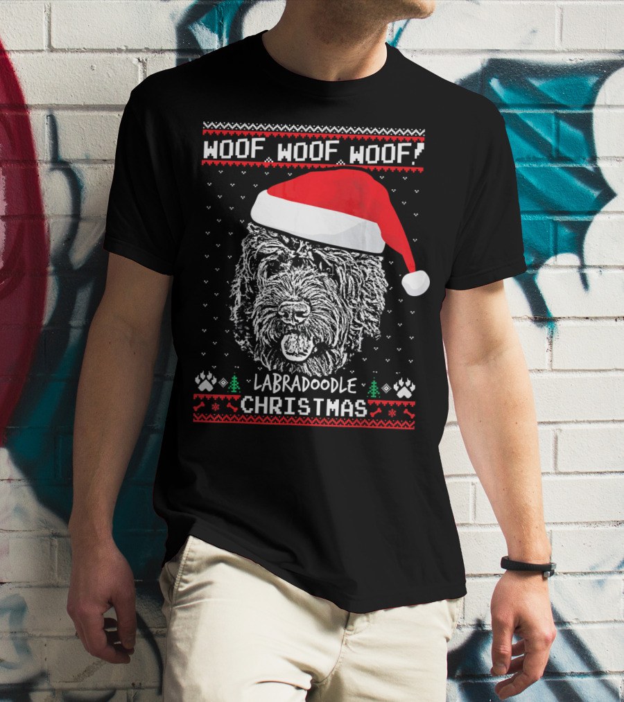Woof Woof Woof Labradoodle Christmas T-Shirt